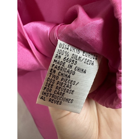 Vintage David Warren Womens Plus Sz 14 100% Silk Midi Barbiecore Career Feminine - Picture 7 of 7